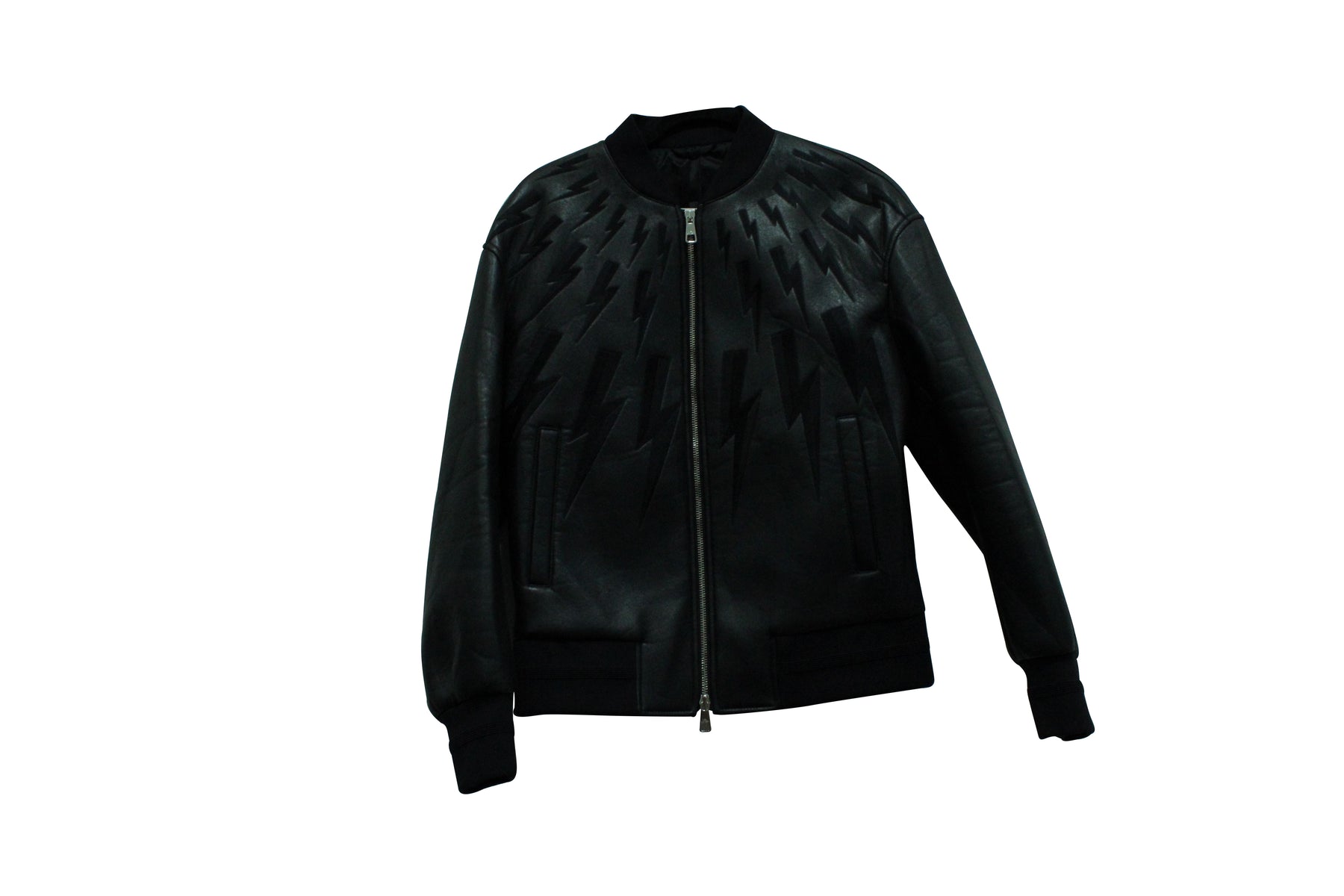 Neil Barrett Thunderbold Bomberjacke aus schwarzem Polyurethan