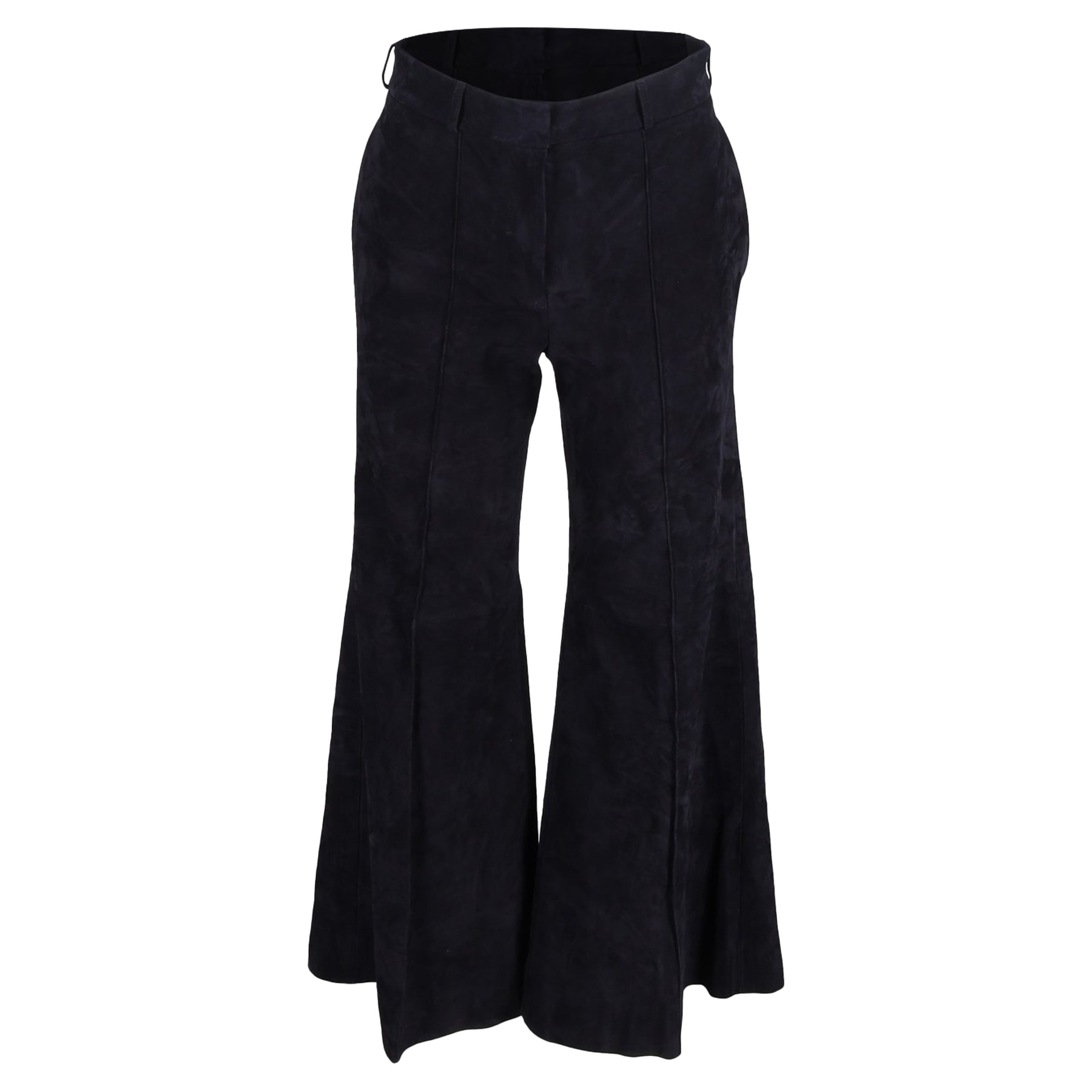 Khaite High-Waisted Bell Hose aus schwarzem Wildleder