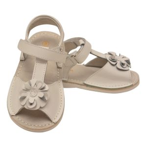 kleine Mädchen weiß lockige Blume geschmückt Leder Sandalen 5-10 Kleinkinder