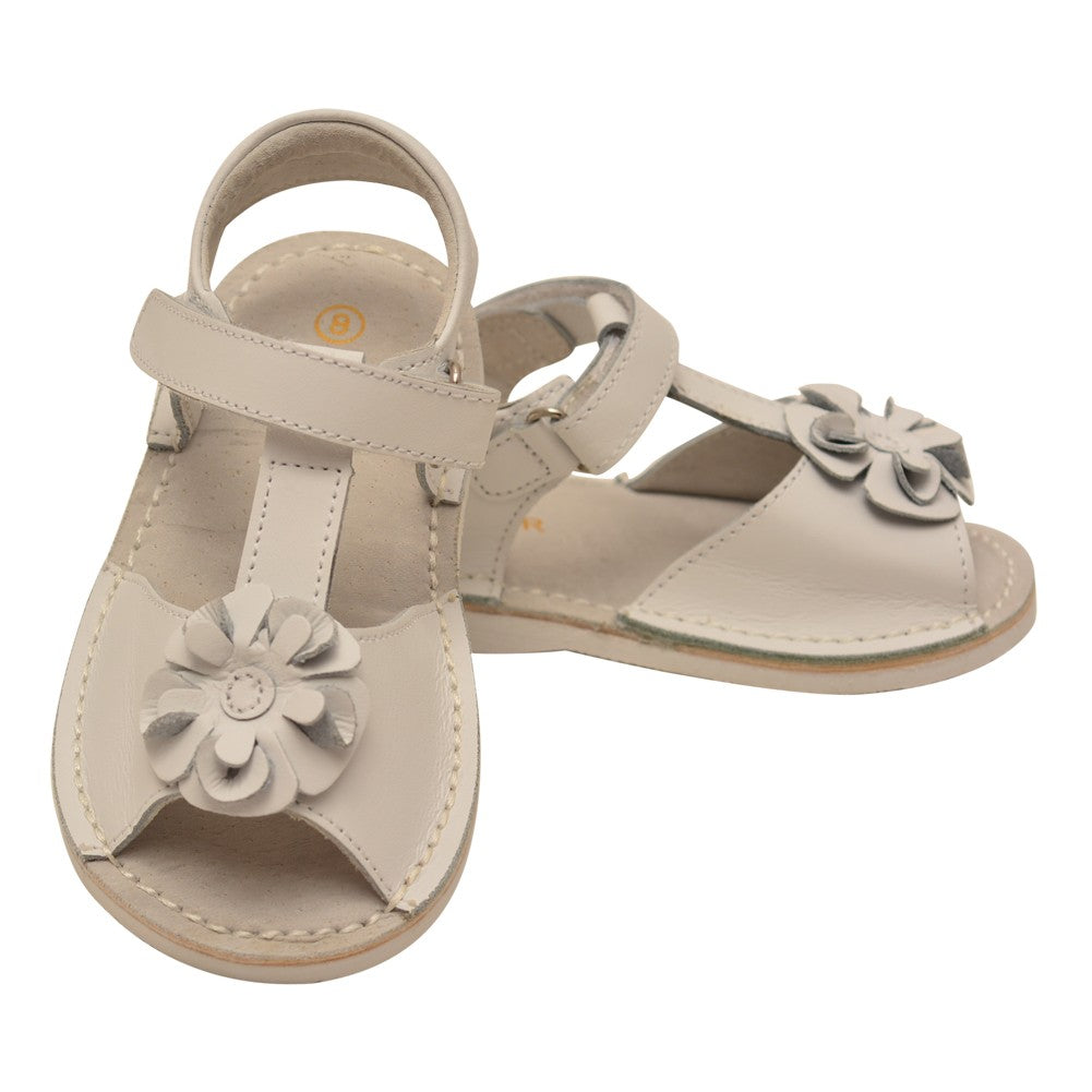 Kleine Mädchen weiße lockige Blume verzierte Leder Sandalen 5-10 Kleinkind