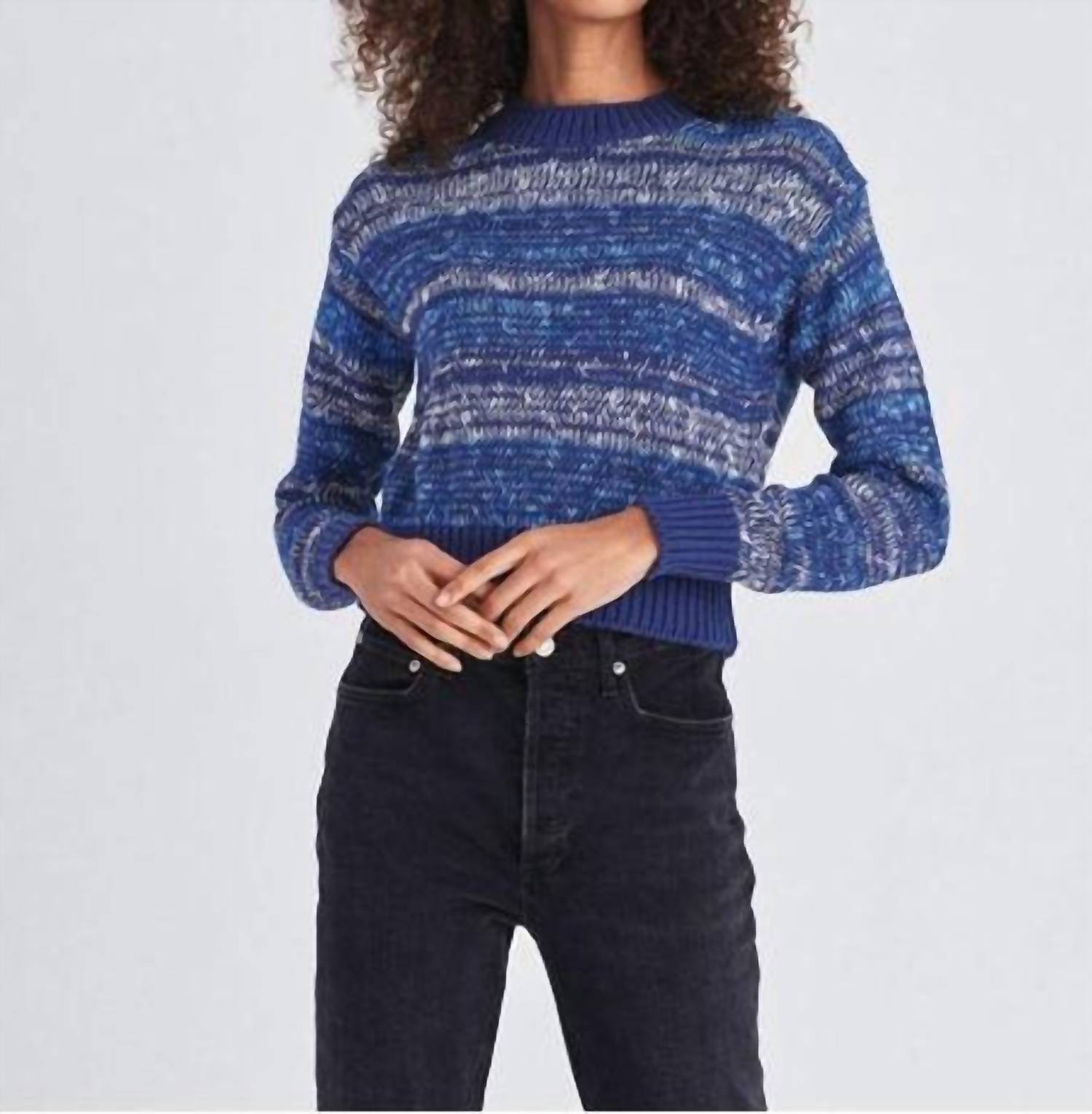 Lofty Baumwolle Marl Streifen Pullover in blau Combo