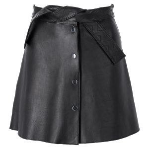 Maje Button Minirock aus schwarzem Leder 7833166676028