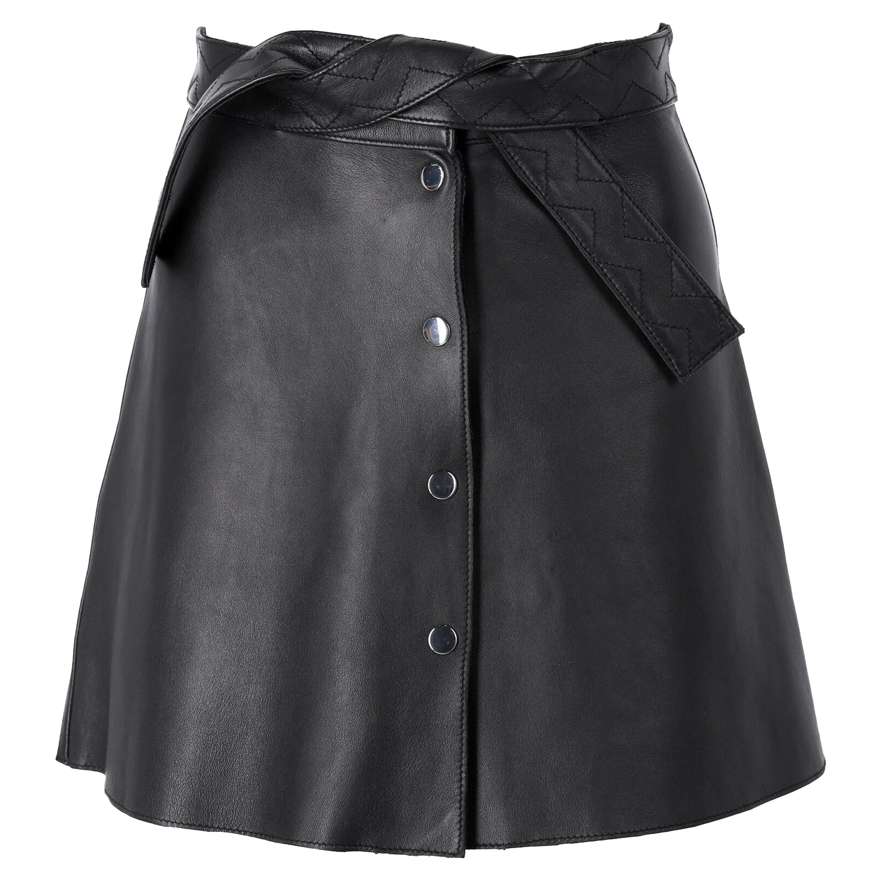 Maje Minirock mit Knöpfen aus schwarzem Leder