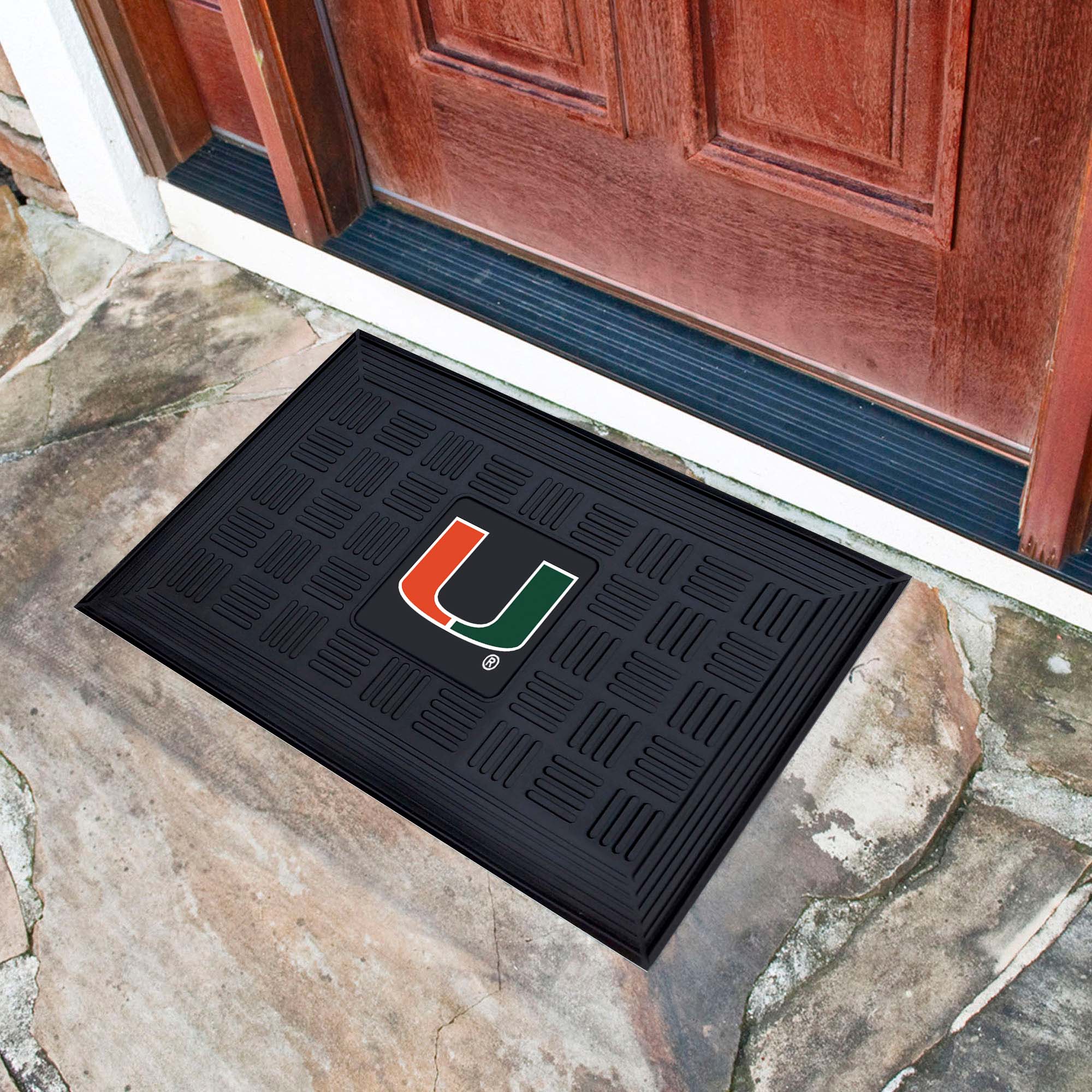 Fanmats Miami Hurricanes Heavy Duty Vinyl Medallion Türmatte - 19,5 "x 31"