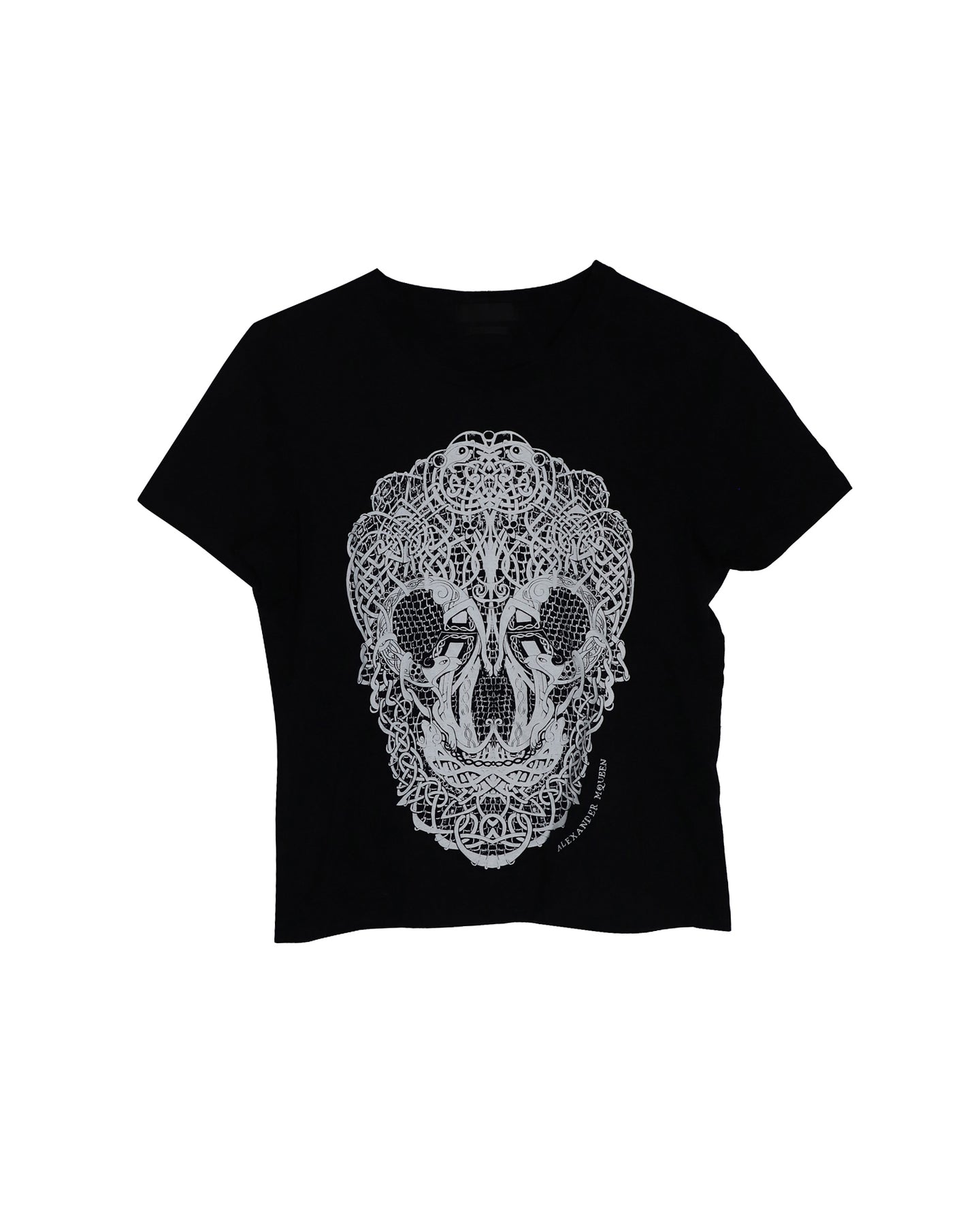 Alexander McQueen T-Shirt mit Totenkopf-Muster aus schwarzer Baumwolle