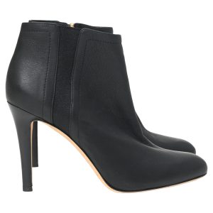 Jimmy Choo Tito Pointed Ankle High Ferse Stiefel aus schwarzem Leder 7833142984764