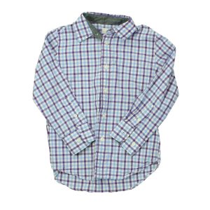 Crewcuts Jungen weiß violett , überprüft Knopf nach unten langen Ärmel 7805821517884