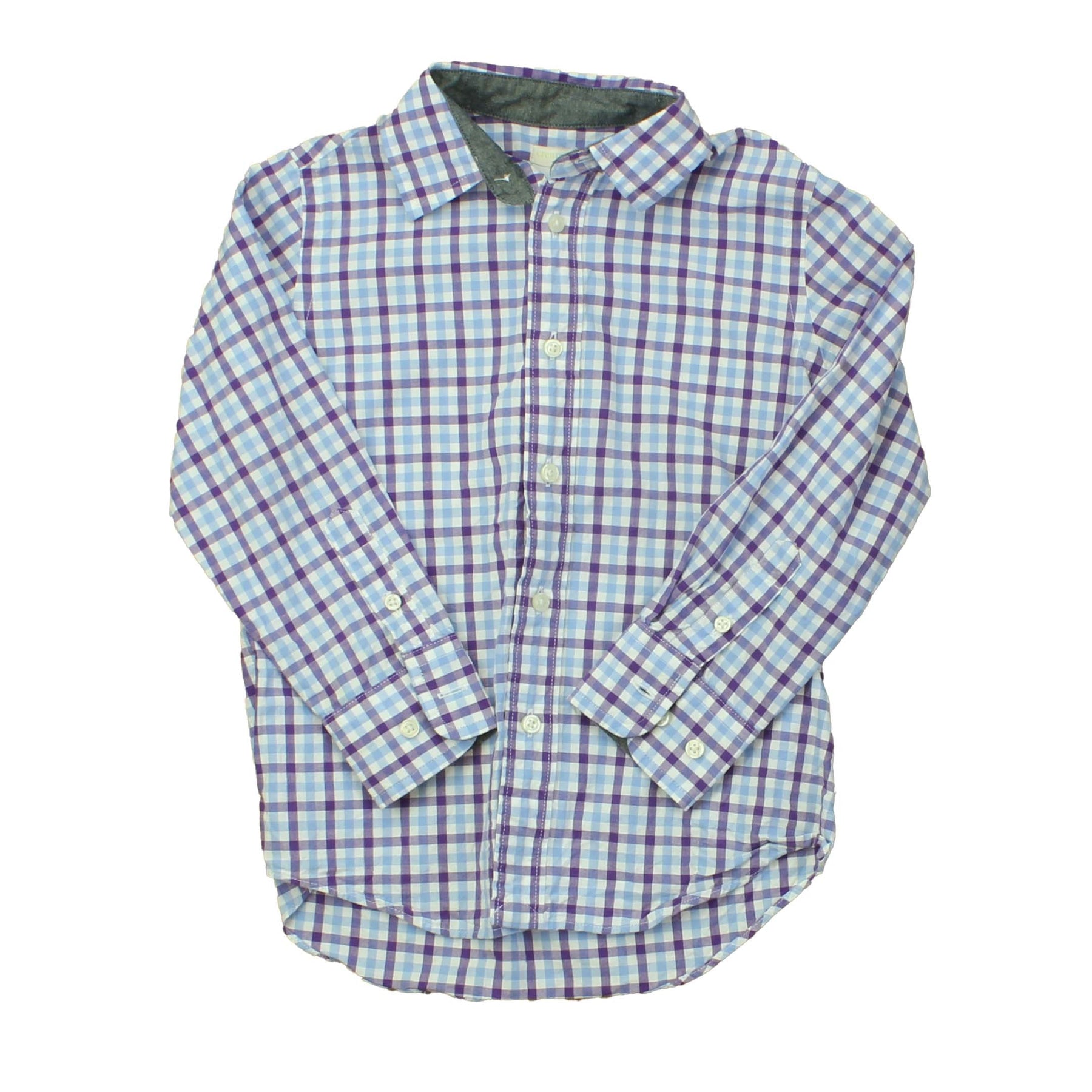 Crewcuts Jungen Weiß – Blau – Lila – Checks mit Knopfleiste Langarm