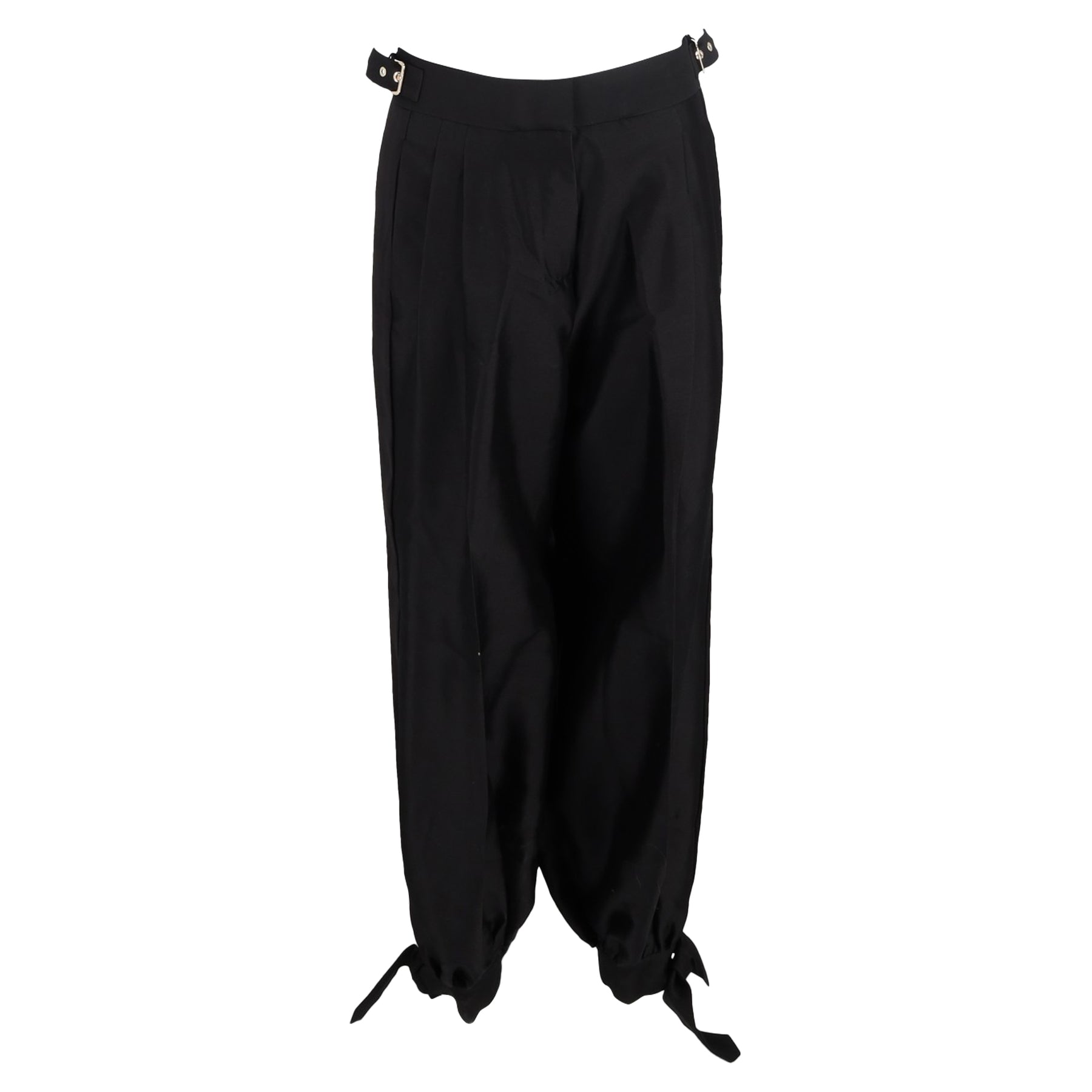 Zimmermann Plissierte High-Waist mit Schnalle Detail Harem Hose aus schwarzer Wolle