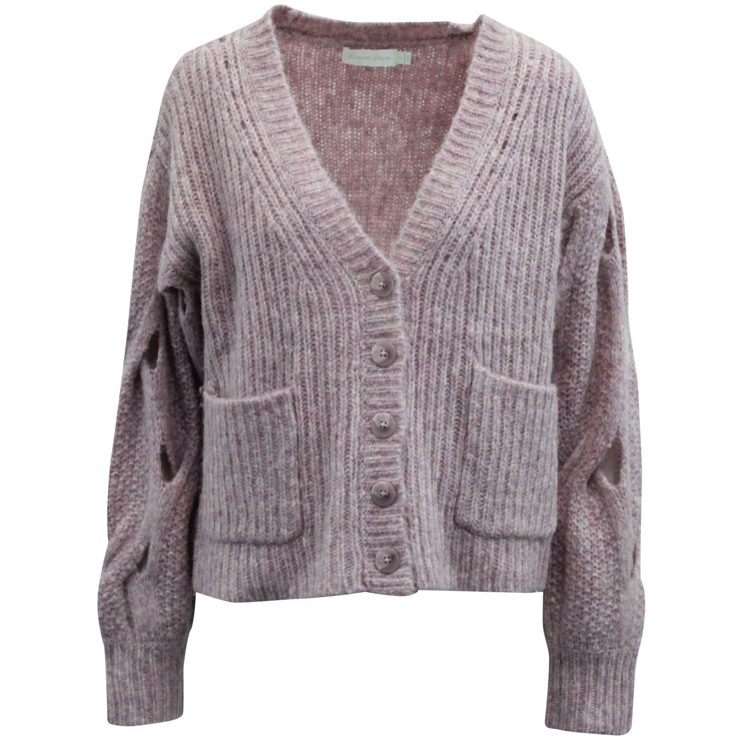 Jonathan Simkhai Reagan Strickjacke aus rosa Wolle