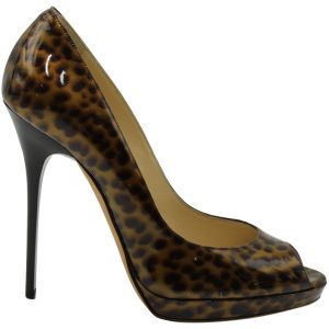 Jimmy Choo Animal Print Peep Toe Platform Fersen aus mehrfarbigem Lackleder 7833150423100