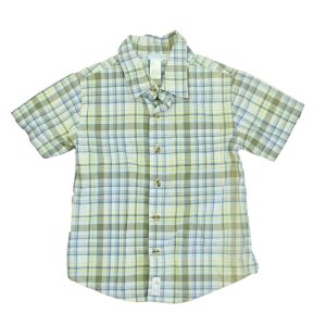 Janie and Jack Jungen grün , weiß , blau plaid Knopf nach unten kurze Ärmel 7805824925756