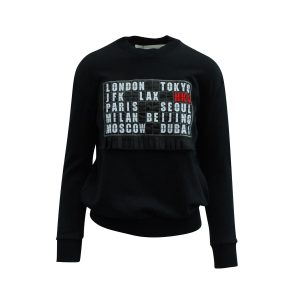 Victoria Beckham Pullover mit Rundhalsausschnitt aus schwarzer Baumwolle