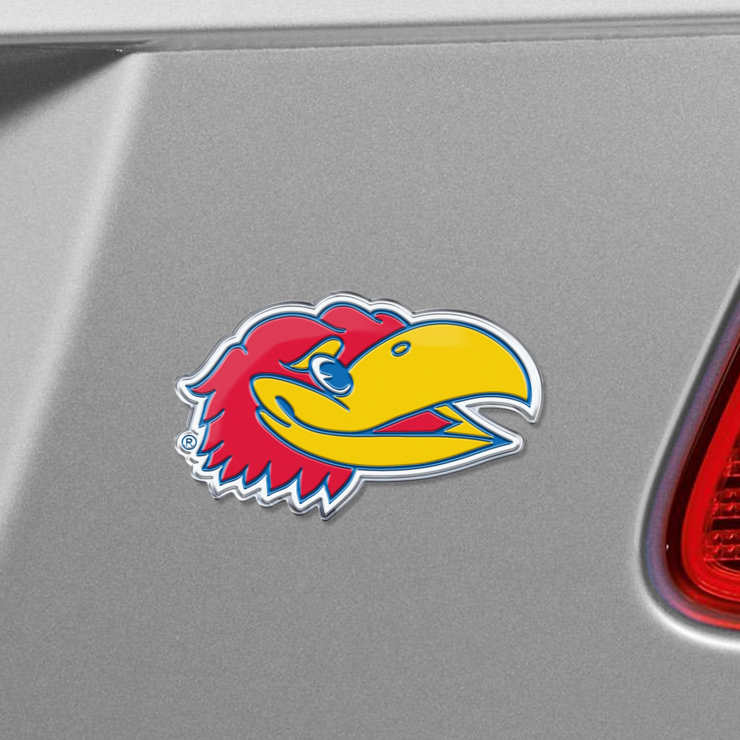 Fanmats Kansas Jayhawks Heavy Duty Aluminium geprägte Farbe Emblem – Alternative