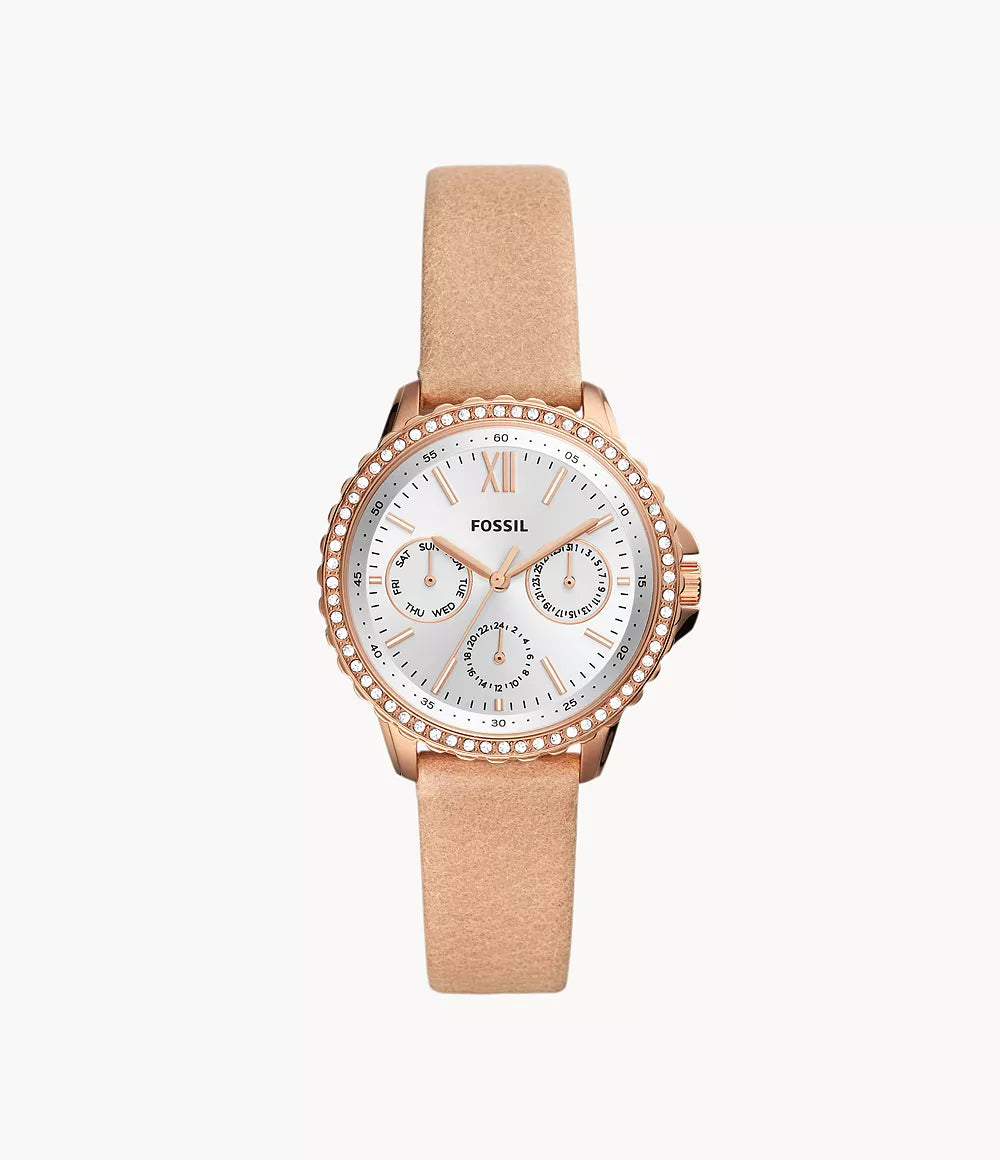 Fossil Damen Izzy Multifunktionsuhr, Roségold-Ton Edelstahl