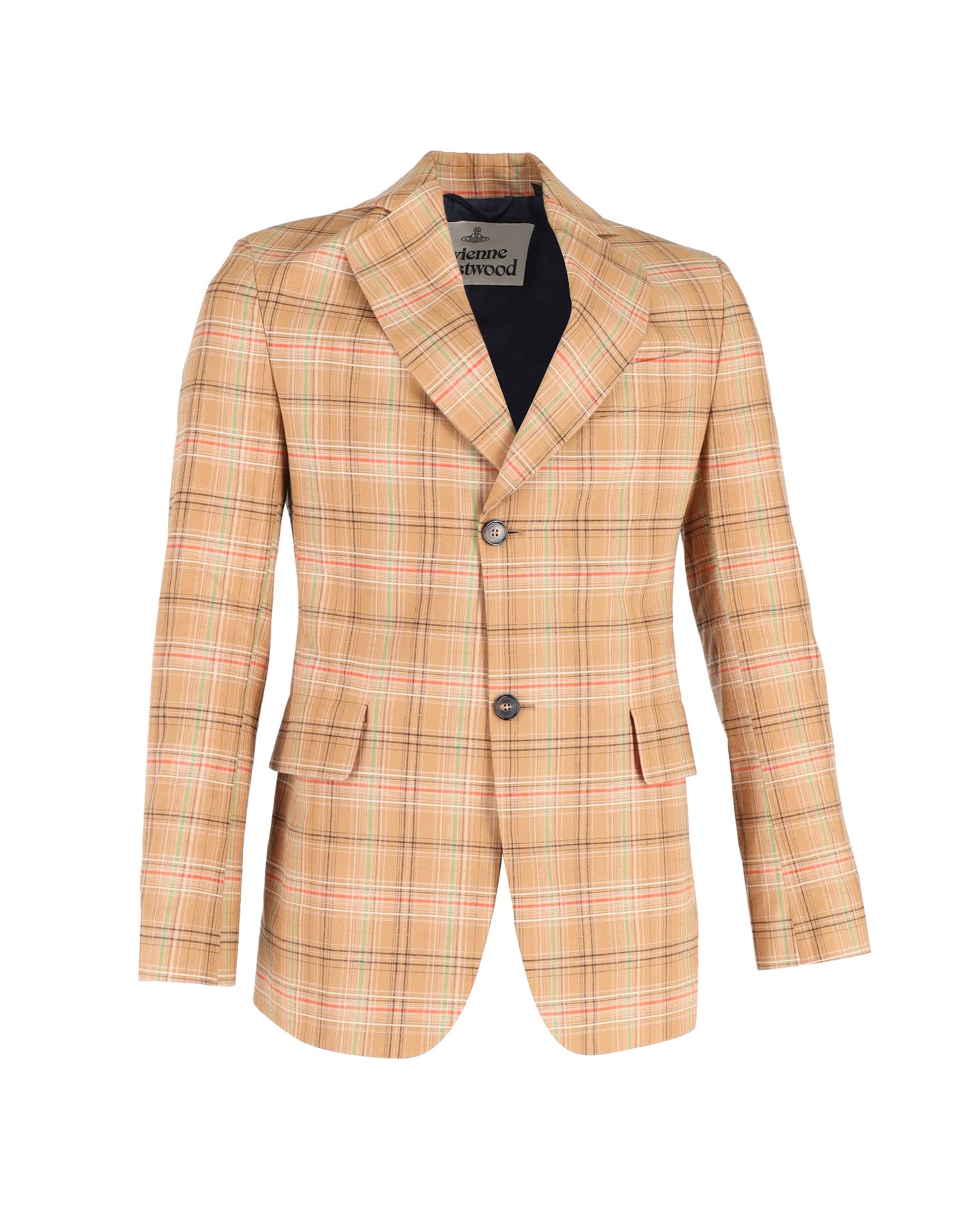 Vivienne Westwood Karierter Blazer aus beigefarbener Baumwolle