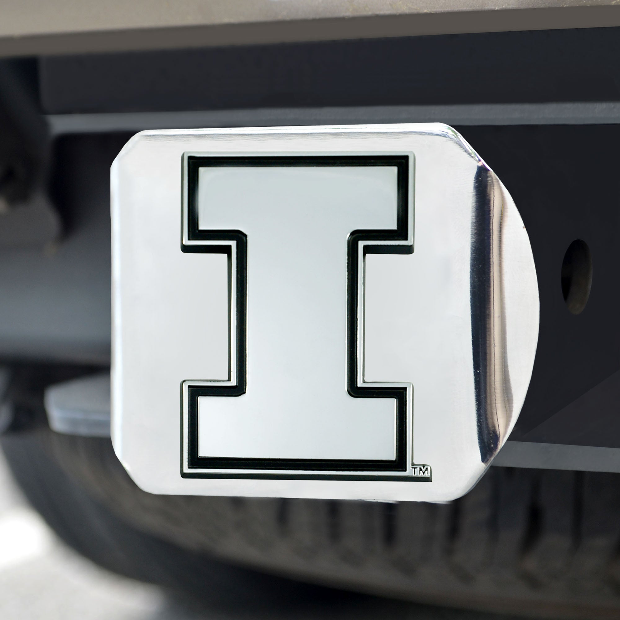 Fanmats Illinois Illini Chrom Metall Hitch Cover mit Chrom Metall 3D Emblem