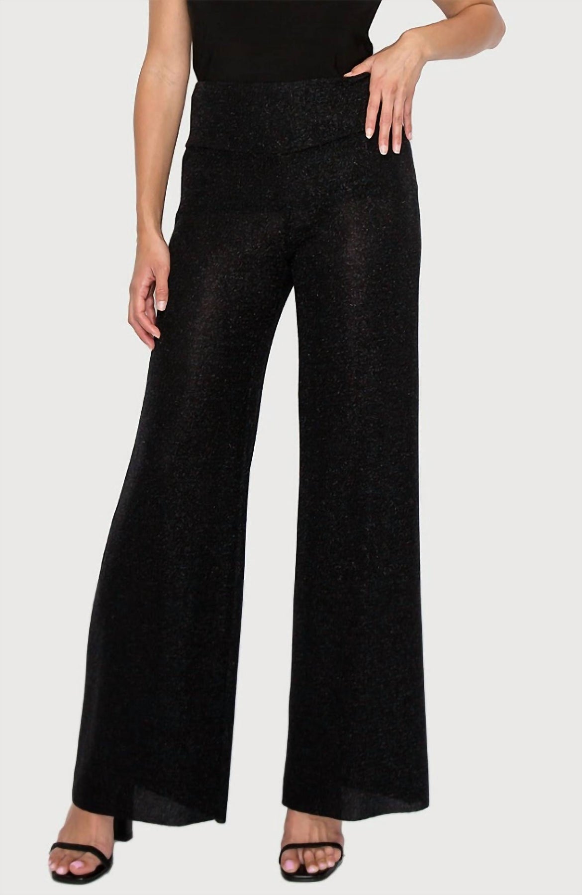 Shimmer Wide Leg Hose in schwarz