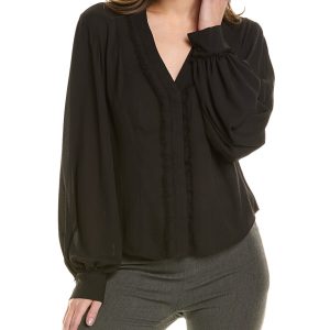 donna karan ausgefranst Trimmbluse