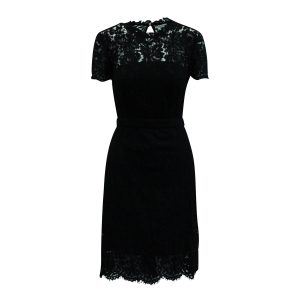 Diane Von Furstenberg Lace kurzes Kleid aus schwarzer Baumwolle 7833173196860