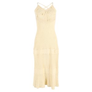 Etro Midi gestrickt V-Ausschnitt Kleid in gelbem Leinen – 7833174442044
