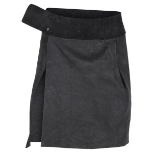 Rick Owens FW10 Gleam Minirock aus schwarzem Leder 7833174147132