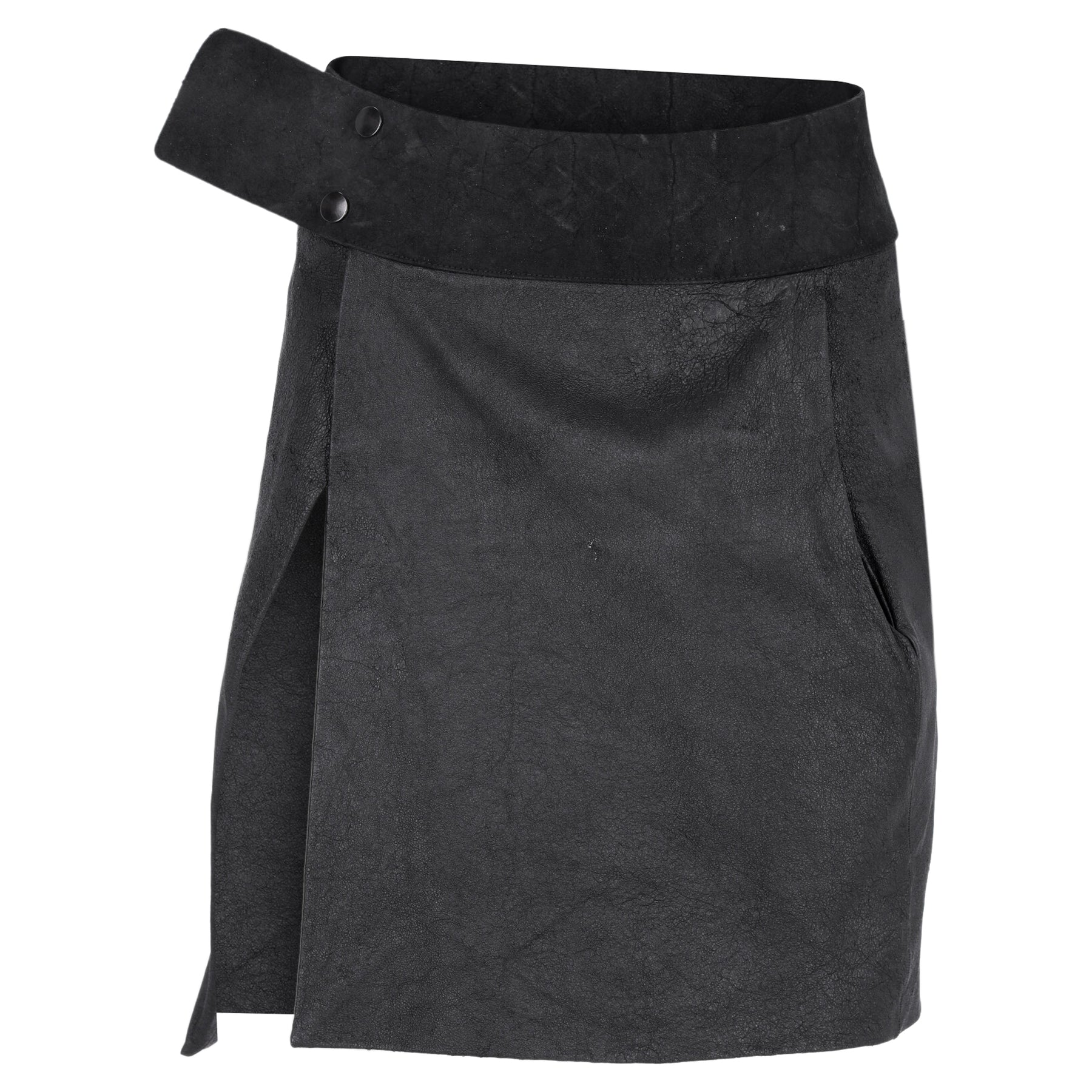 Rick Owens FW10 Gleam Minirock aus schwarzem Leder
