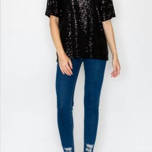 Sequin Top in schwarz