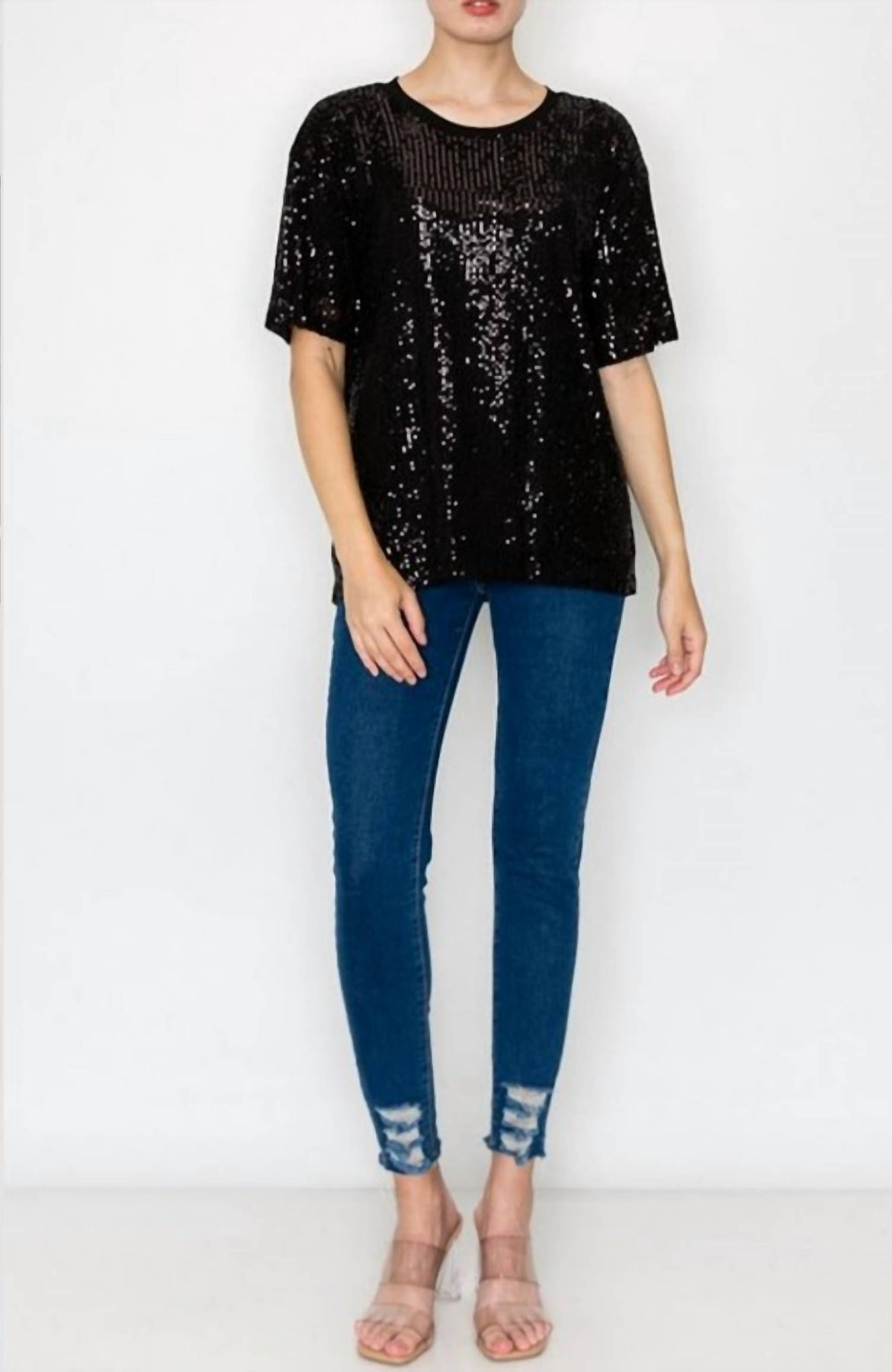 Pailletten Top in Schwarz