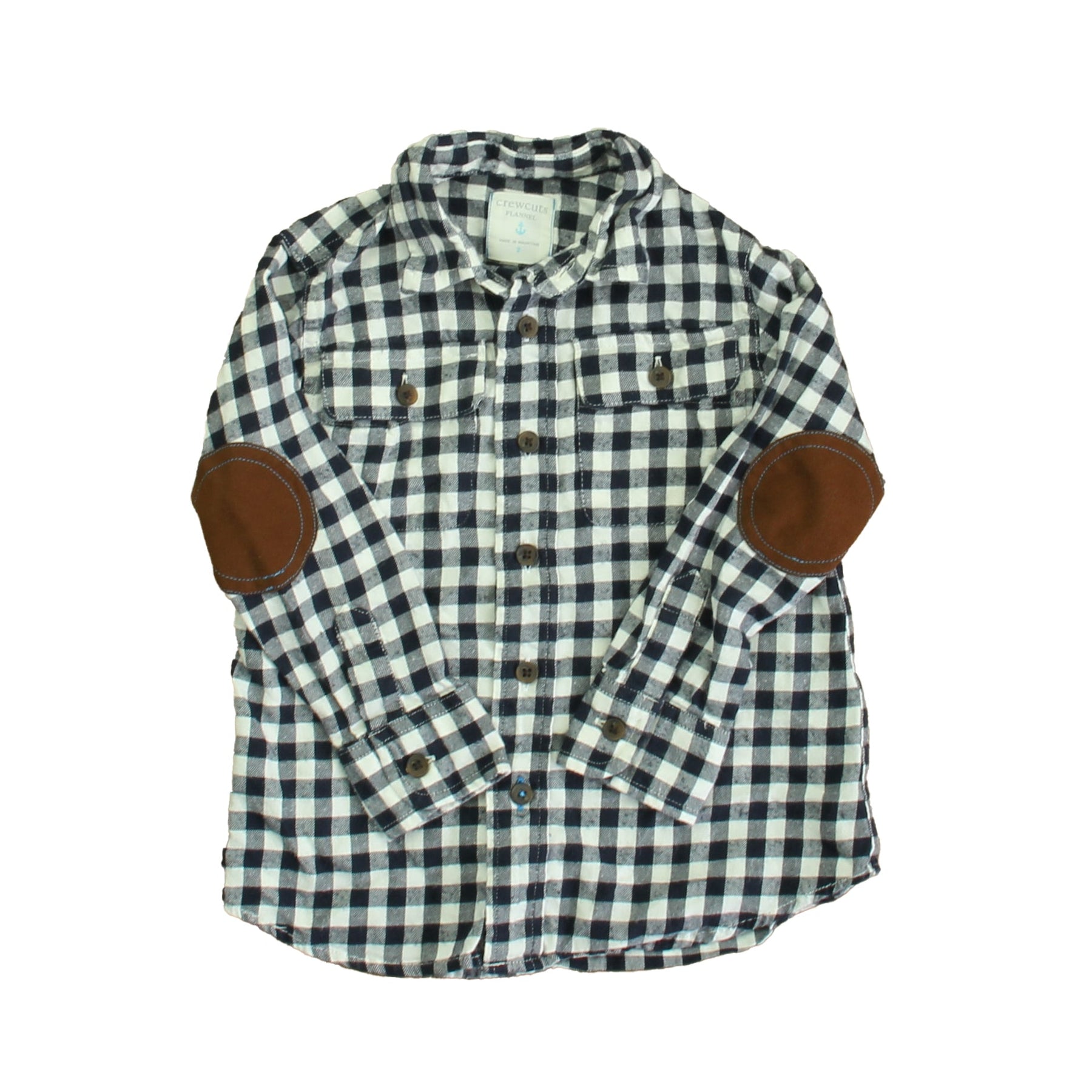 Crewcuts Jungen Dunkelblau – Langarmshirt mit weißem Karo-Knopf