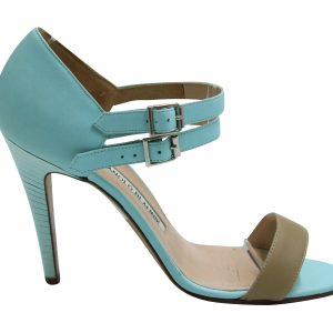 Manolo Blahnik Ankle Strap Absätze aus blauem Leder 7833156026428