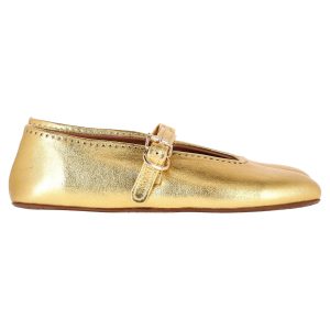 Alaïa Metallic Strap Ballerinas aus goldenem Leder