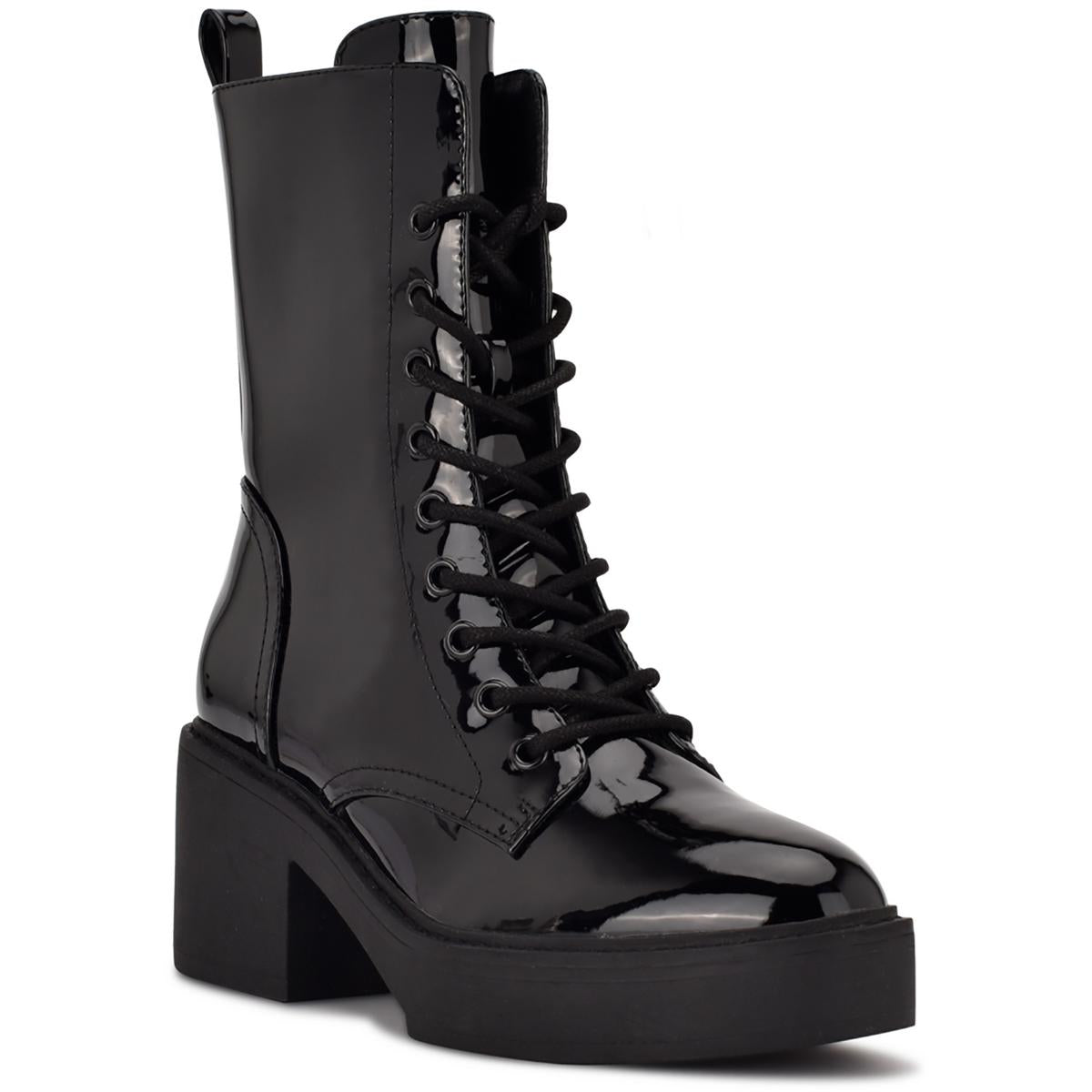 Geprägte Combat & mit Schnürung Stiefel aus Kunstleder