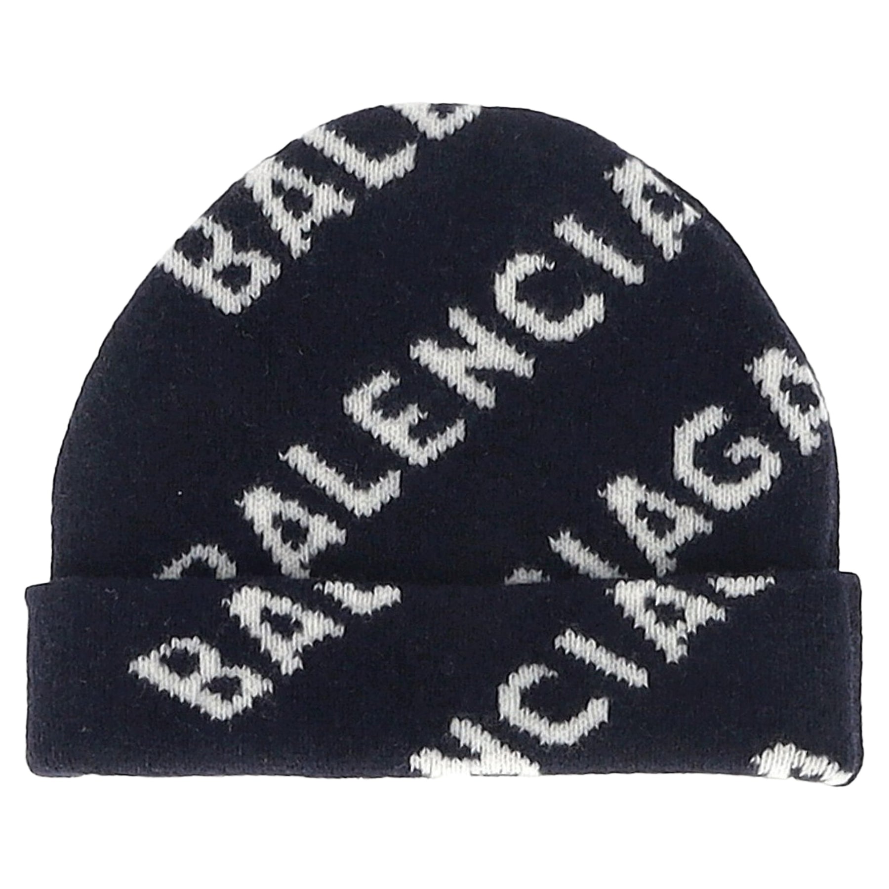 Balenciaga Logo Strickmütze aus schwarzer Wolle