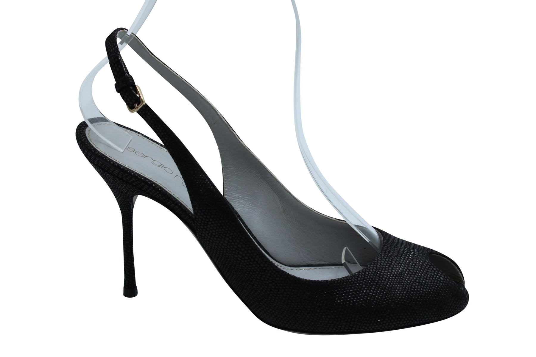 Sergio Rossi Peep Toe Slingback Absatzschuhe in Schwarz