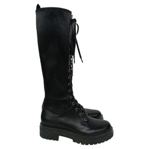 Gianvito Rossi Martis mit Schnürung Kniehohe Kampfstiefel in schwarzem Leder 7833157107772