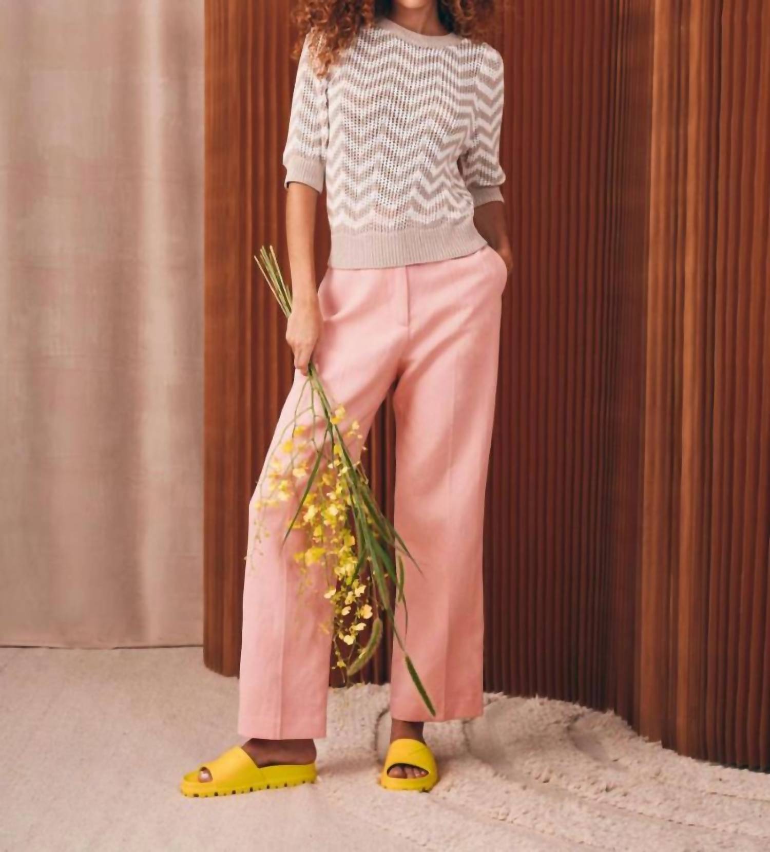 Chevron Streifen Mesh Top in neutralen Combo
