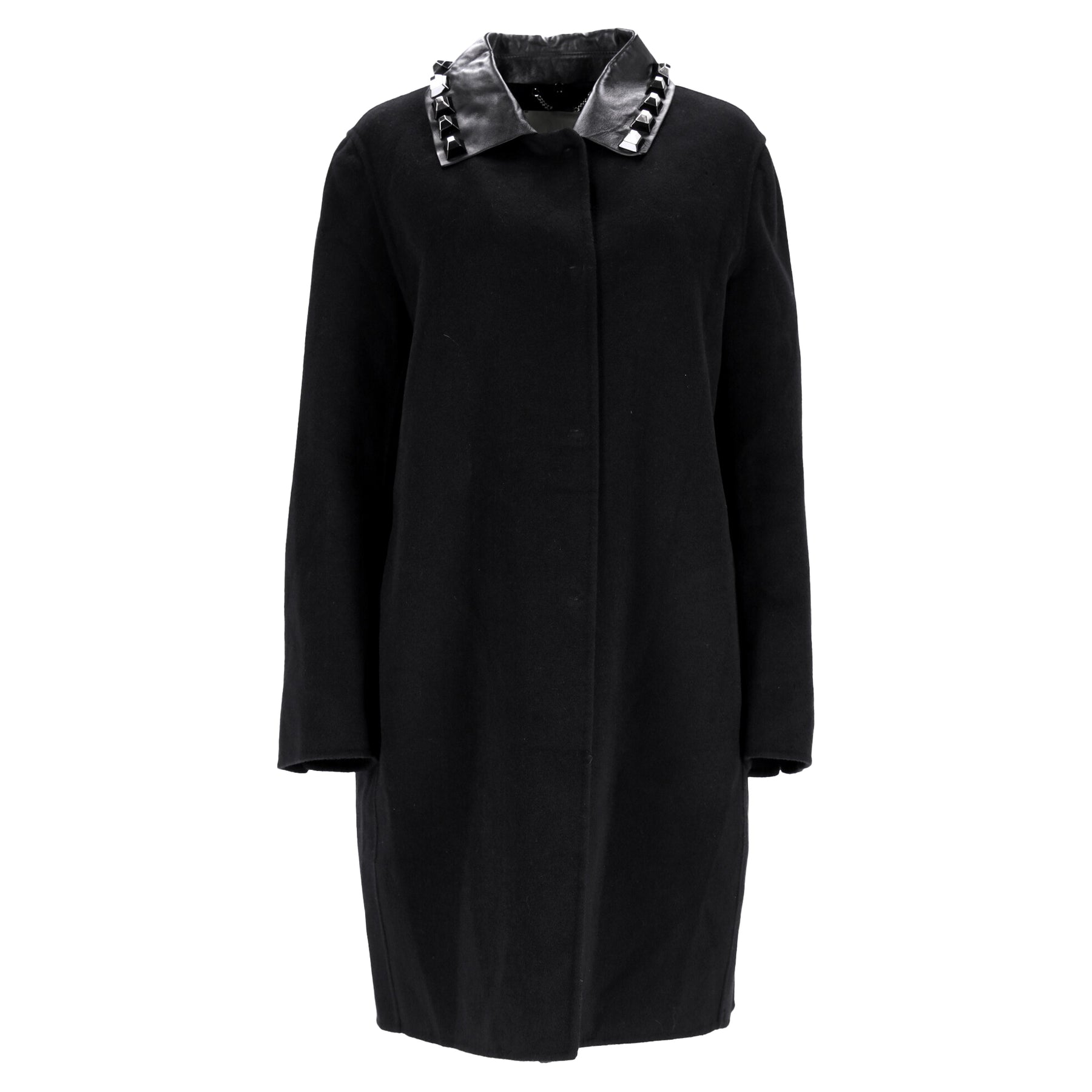 Fendi Gestreifter Single Breasted Mantel aus schwarzer Wolle