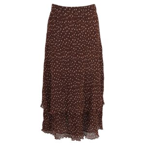 Ganni Plissee-Polka-Dot Midirock aus braunem Polyester