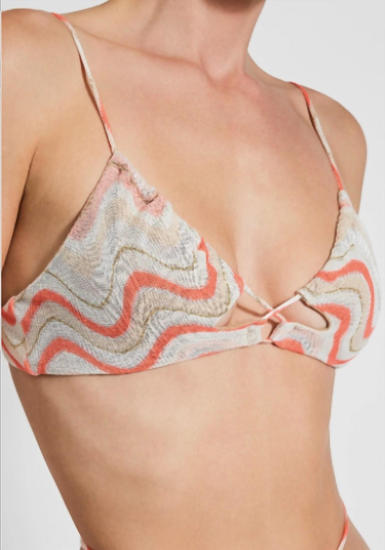 Lou Wavy Kreuz Top in Koralle Wave