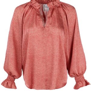 Herringbone Candace Top in rot/creme