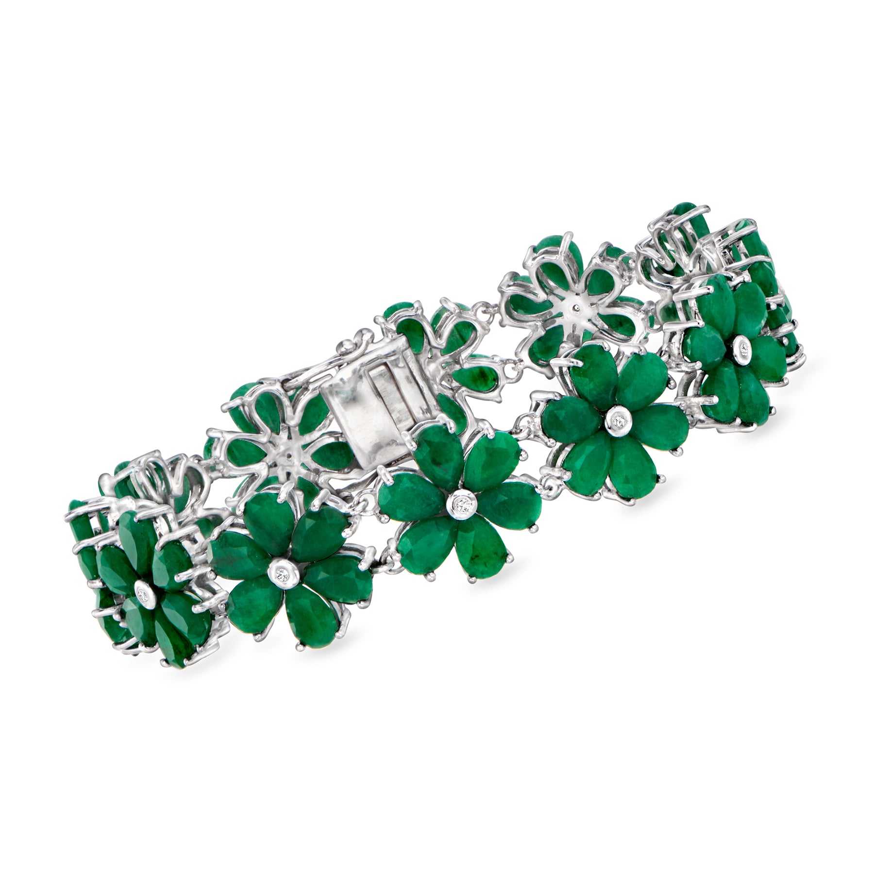Ross-Simons Emerald Und. Diamant Blume Armband in Sterling Silber
