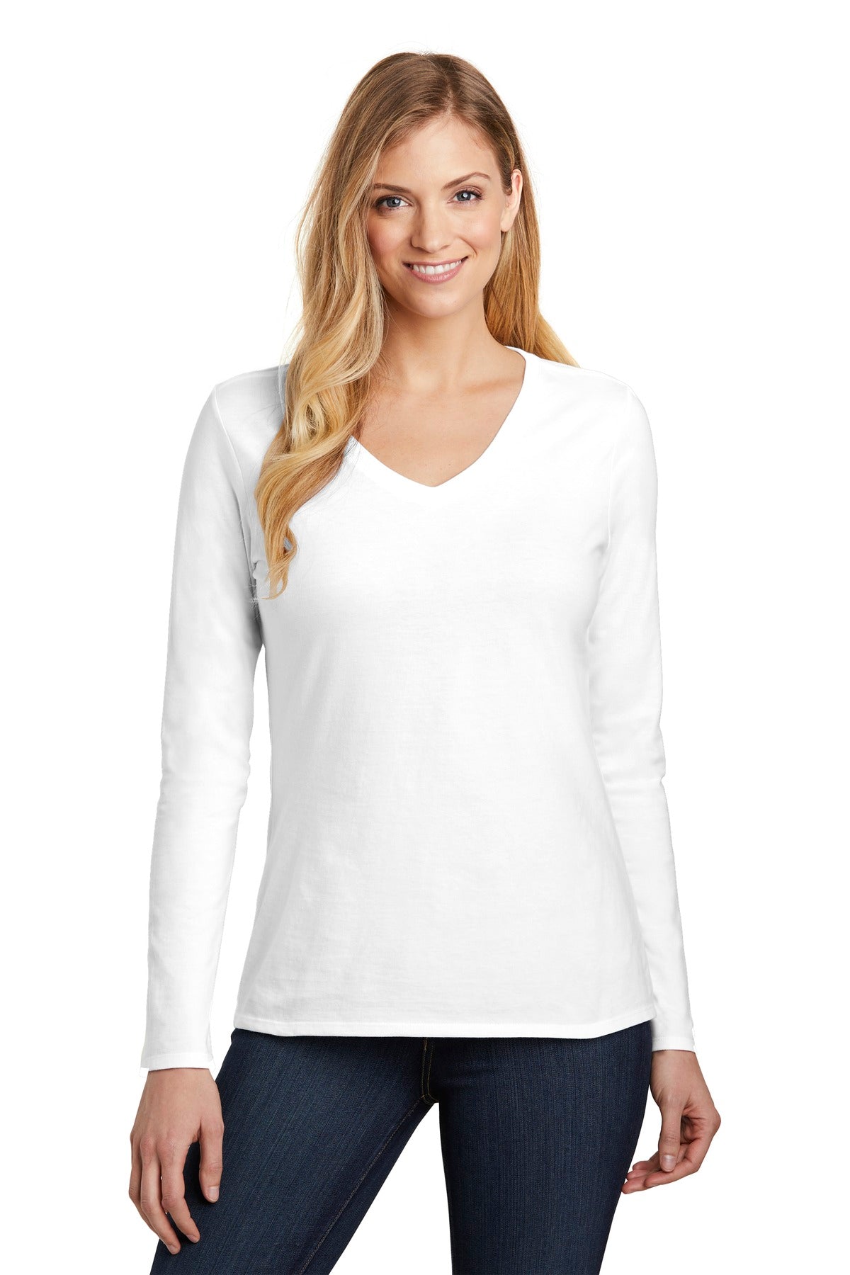 District Damen sehr wichtig T-Shirt Langarm V-Ausschnitt DT6201