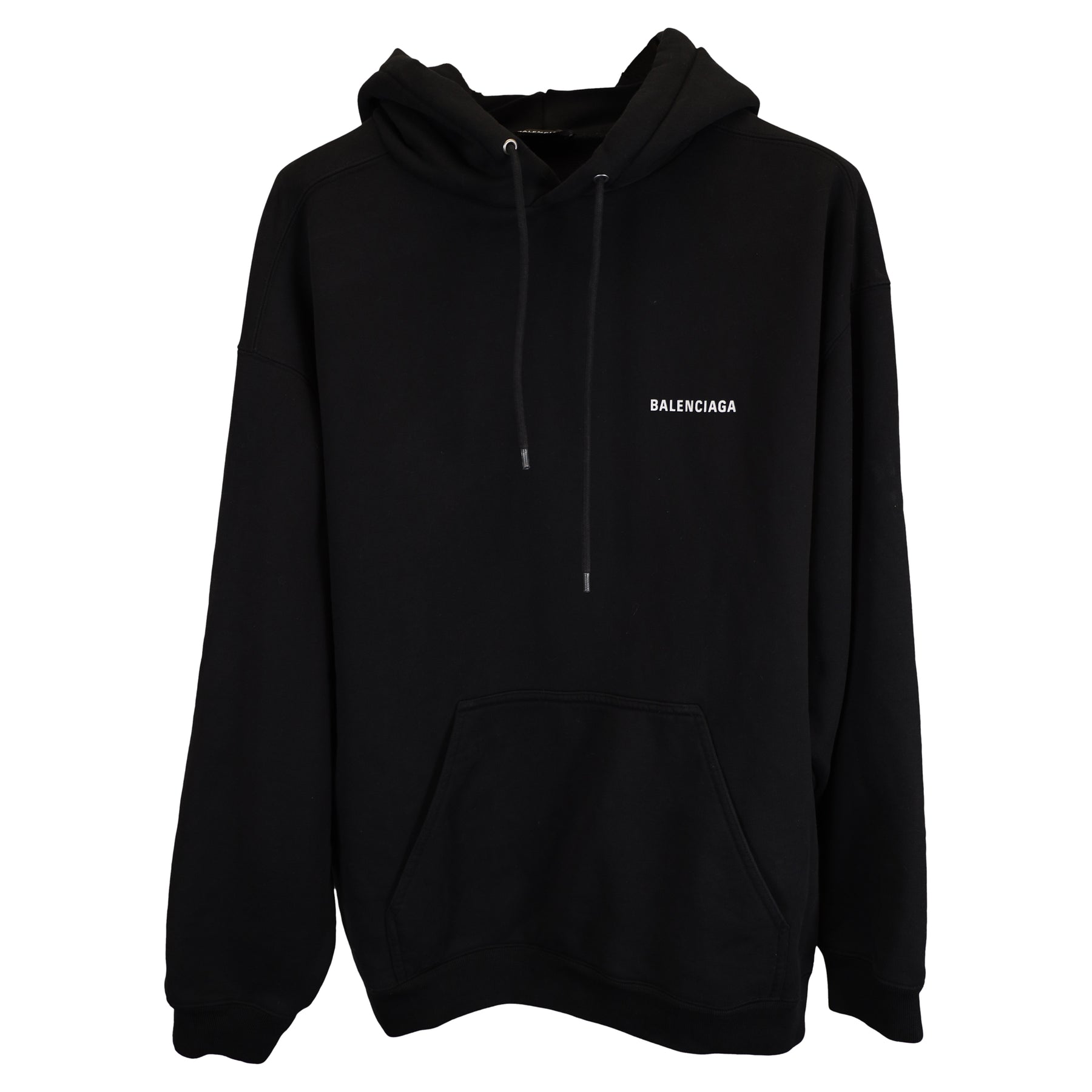 Balenciaga Terry Logo Pullover-Kapuzenpullover aus schwarzer Baumwolle