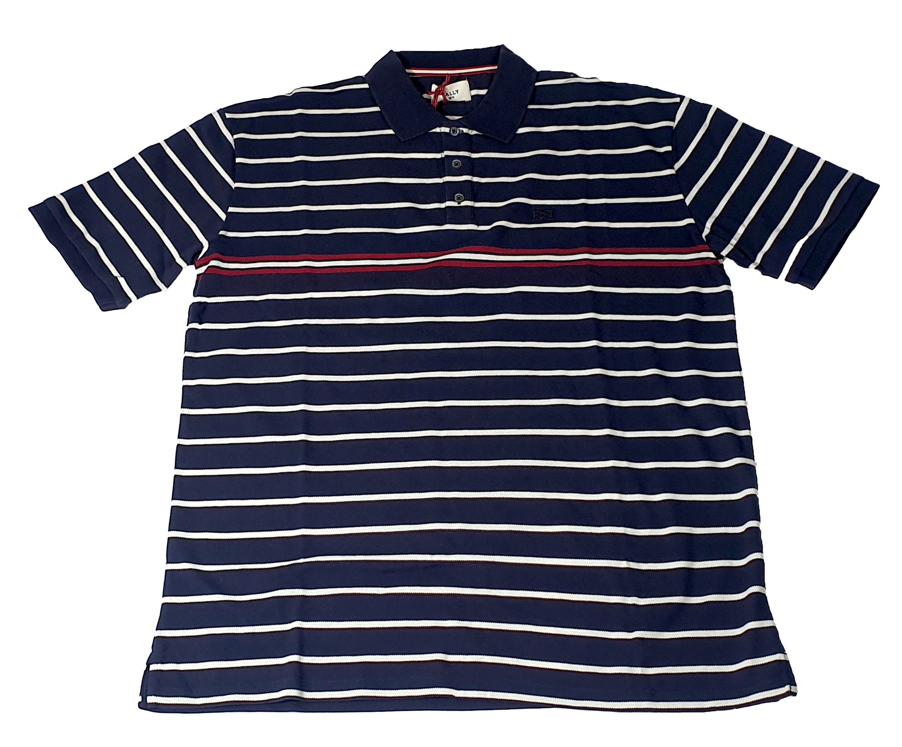 Bally 6237584 Herrentinte Blau gestreiftes Poloshirt aus Baumwolle Größe XXL