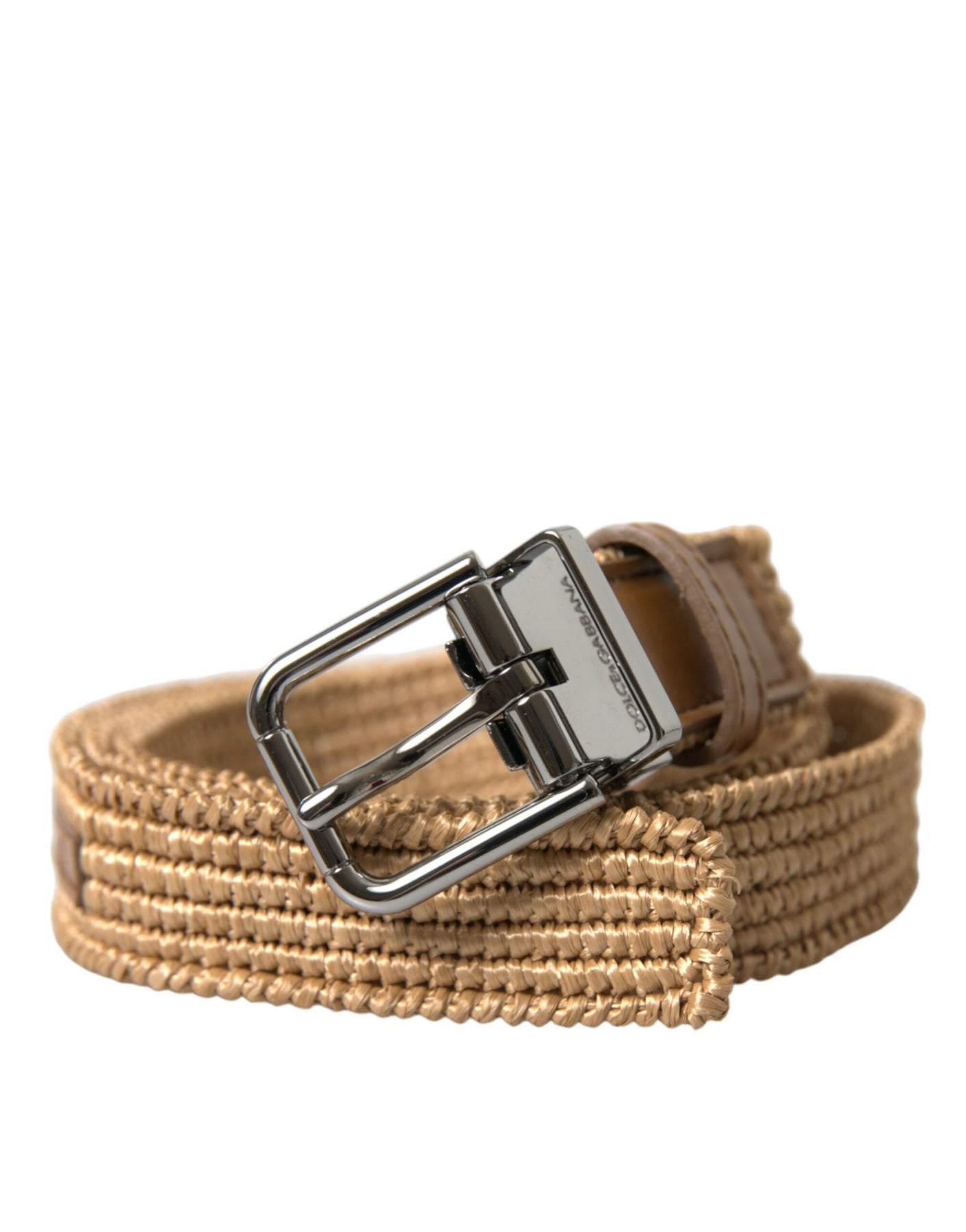 Dolce & Gabbana Raffia geflochtene Metall Schnalle Herren Gürtel