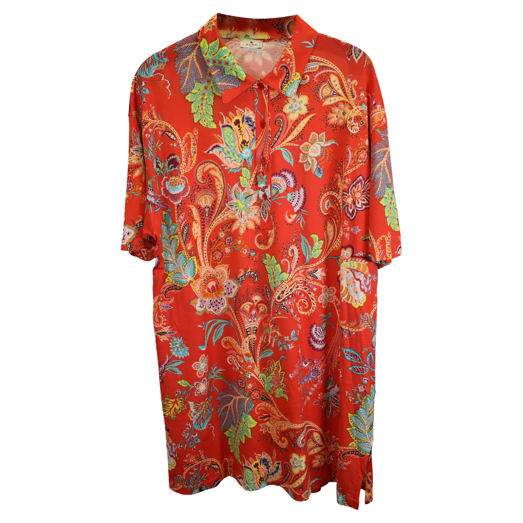 Etro Kleid aus Baumwolle mit Blumenmuster in Orange – Hemd