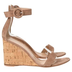 Gianvito Rossi Portofino 85 Ankle Strap Wedge Sandalen in braunem Wildleder 7833167265852
