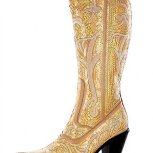 Tall Sequin Stiefel in Gold