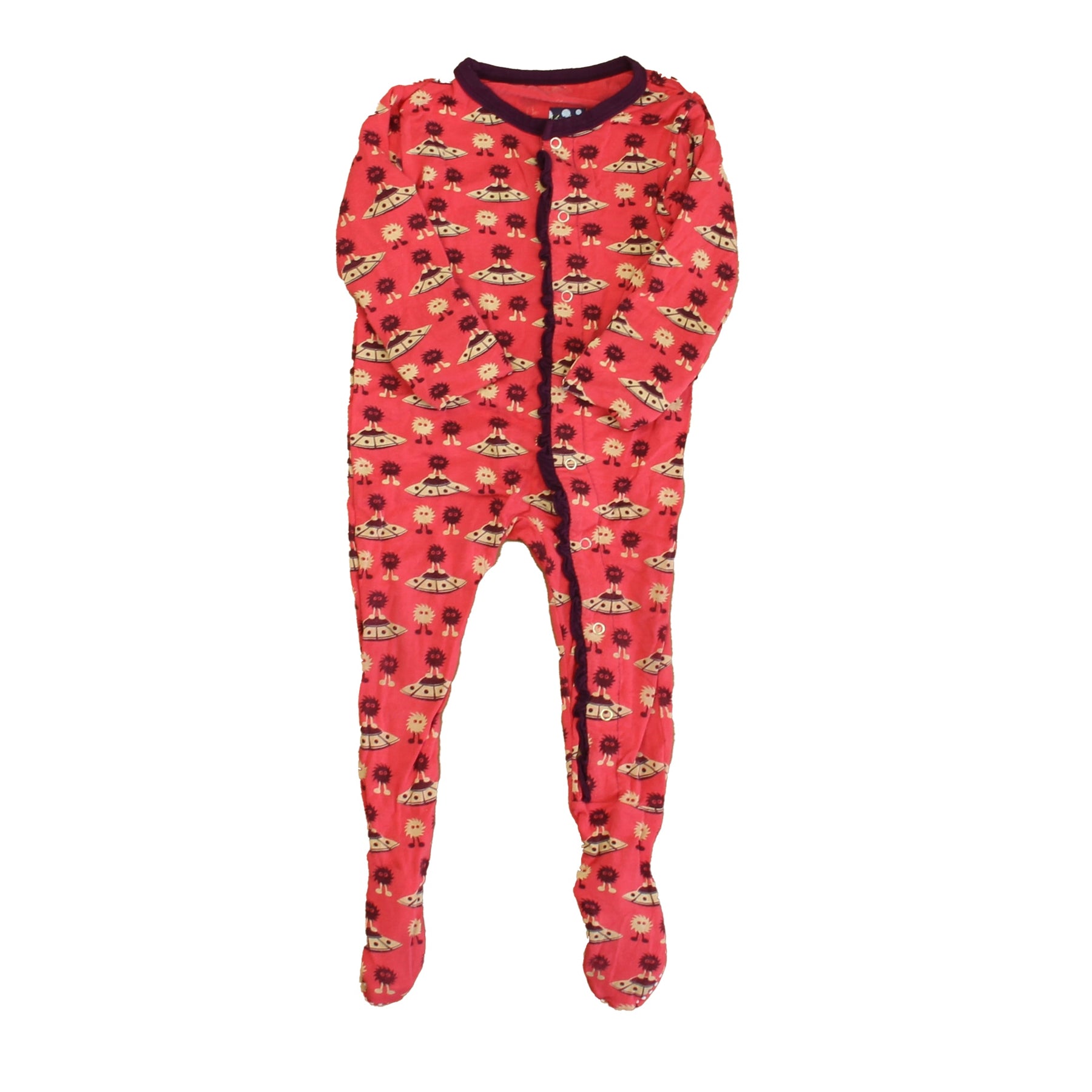 Kickee Hose Mädchen Rosa – Weinrot Spaceships 1-teilige Fuß Pyjamas